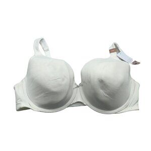 Cacique Lightly Lined Full Coverage Bra White Cotton Collection 42DD